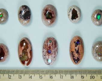 Fire opal cabochon with matrix 10 pieces