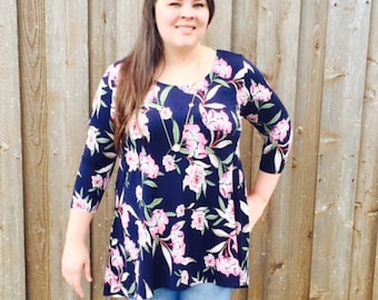 Style By Chris Yeargan Top Navy/Mauve