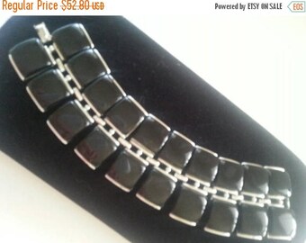 ON SALE Vintage Chunky Wide Black Lucite Bracelet 1950's 1960's Collectible Retro Rockabilly Vintage Jewelry