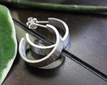 Textured Sterling Silver Hoop Earrings