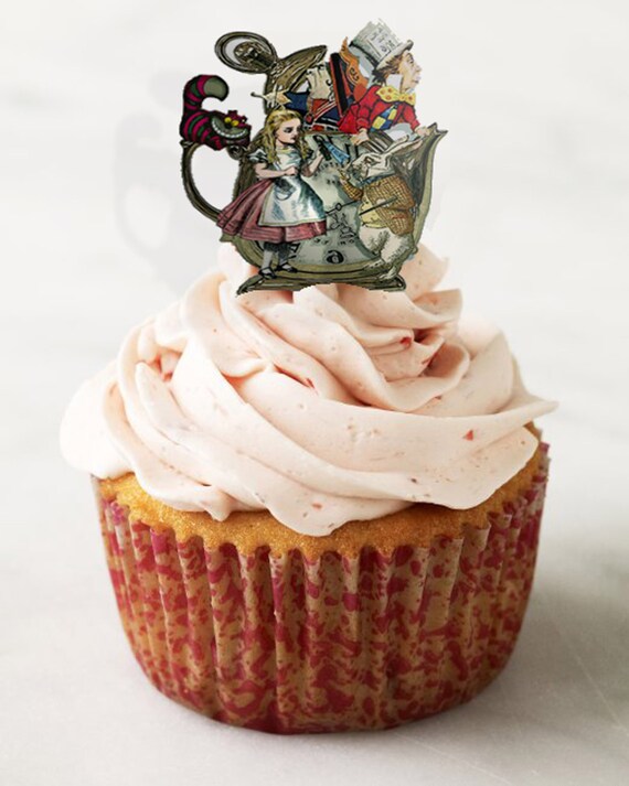 Alice in Wonderland cupcake toppers instant download DIY