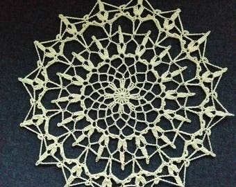 New Handmade Crocheted "Serenade" Doily in Maize 9"