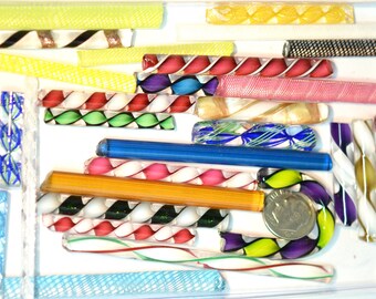 Latticino, Zanfirico et ruban Mix assortiment, paquet de 4 onces, 96 COE Fusing et bijoux Cannes #12