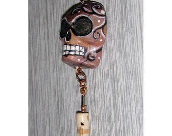 Old Rust Skull Halloween El Dia de los Muertos OOAK Pendant