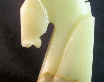 Art Deco Style Horse Head Bookend Hand Carved 9" Alabaster Onyx-Marble