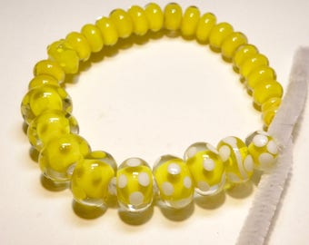 DESTASH ---- 29 Assorted Lampwork Boro Glass Rondelles: Shades of Yellow -- Lot 3P
