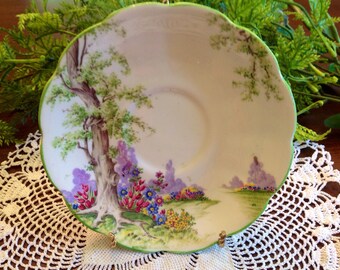 1940's Royal Albert Greenwood Tree orphan saucer.