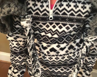 Black and white hood