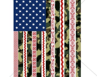 Camo and Red Lace Flag Sublimation Transfer