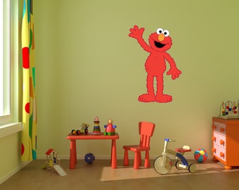 Elmo Wall Decal Stickers, Bedroom Wall Murals, Sesame Street Wall Mural,Nursery Wall Designs,Murals,Muppets, Big Bird,Elmo,PBS Kids
