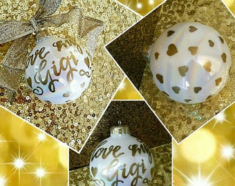 Painted Glass Calligraphy Christmas Ornaments - Personalized Ornaments, Customizable Christmas Ornaments, Colorful
