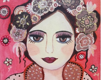 Davenka face-portrait - girl - flowers