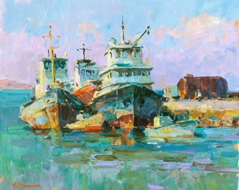 Seascape, Painting, Landscape, Oil painting, Original