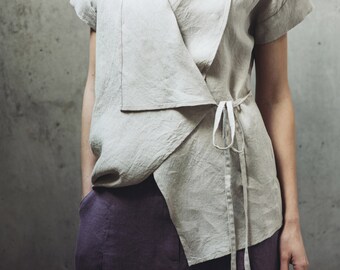 Wrap linen blouse Motumo - 14P3
