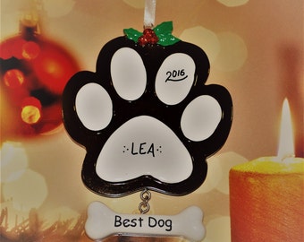 Personalized Paw Print Brown Christmas Ornament