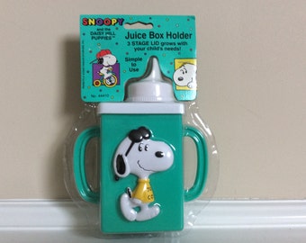 Vtg New! Snoopy Juice Box Holder 3 Stage Lid, Danara.