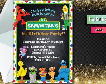 Editable PDF Sesame Street Birthday Invitation!! Downloadable Sesame Street Birthday Party Invitation!!