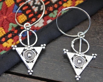 Moroccan Berber Tuareg style inspired hoops earrings dangling replic elements Vintage look Bohemian earrings by Inali