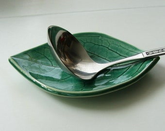 Ceramic Spoon Rest/Plate Persimmon Leaf Plate