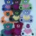 9 Large Crochet Teddy Bear Appliques 9 Colors