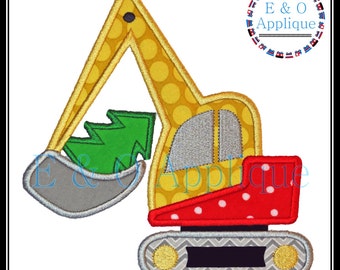 Tree Digger Applique - Digger Applique - Christmas Tree Applique - Christmas Digger Applique Design