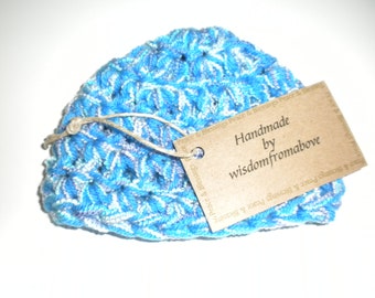 Baby Hat Crochet Blue Soft Infant Photography Prop