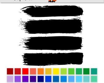 Brush Stroke Digital Clipart Clip Art - INSTANT DOWNLOAD - 36 colours - rainbow painting art paintbrush paint