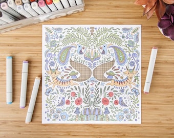 Fox Colouring Page - perfect for kids - high quality - perfect gift - * fast shipping