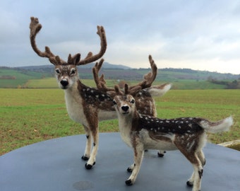 NOW SOLD ...Pair of Needle felted reindeers