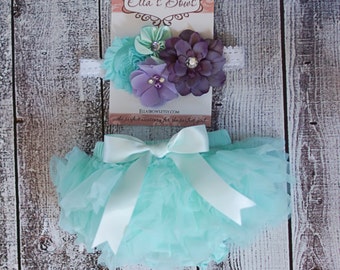 Baby TUTU bloomer and Shabby Chic Floral Headband...Hair bow and Diaper Cover...custom sizes available