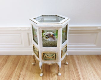 Vintage aquarium 1:12 scale, tropical fishes dollhouse