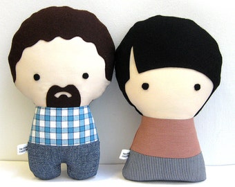 A Couple of Handmade Personalized Plush Dolls. Custom your own family.