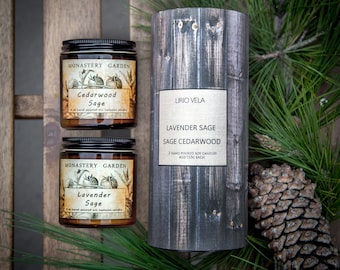 Soy Candles Gift Set, LAVENDER SAGE, Scented Candles, Cedarwood Sage, for Him, for girlfriend, best friend gift