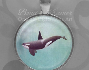Gift Set - Orca Whale Spirit Animal Pendant & Descriptive Bookmark ~ Whale necklace ~ Orca ~ Ocean pendant