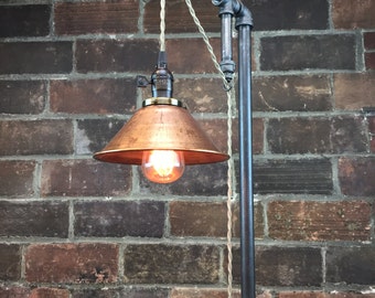 Industrial Floor Lamp - Copper Shade - Edison Bulb - Industrial Furniture - Steampunk - Barn Light