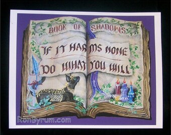 Folk Art Witches "Book of Shadows" PRINT Witches Creed