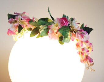 Beautiful handmade flower headdress, faux flower crown suitable for bridesmaid circlet, festival headpiece or other special occasion