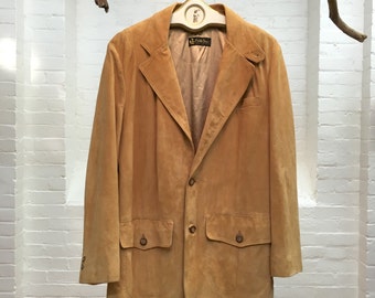 vintage suede sports coat // men's suede jacket blazer // mens size 40 sports jacket // Pebble Beach Golf club shop