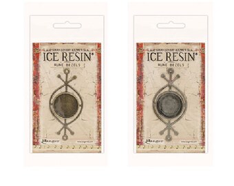 Ice Resin ROUND RUNE Bezel, Antique Silver or Antique Bronze Resin Pendant Bezel Tray, Susan Lenart Kazmer, Art Mechanique