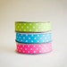 Polka Dot Grosgrain Ribbon, 3 colors, 5/8ths, 25 yds. of each on the spool, 75 yds total