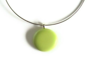 Lemon Yellow Glass Gem Pendant with Neck Wire Choker