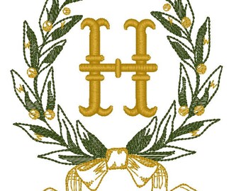 Initial Olive Branch Linen Towel