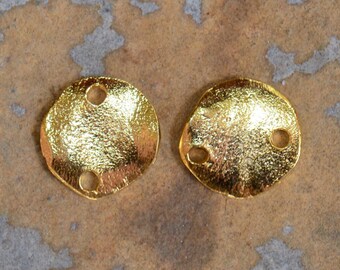 Mykonos Greek Gold Cornflake 2-Hole Connector Casting Beads - 4