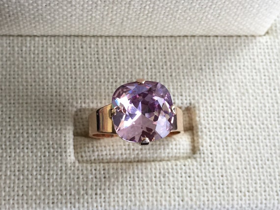 Swarovski Light Amethyst Ring, Light Amethyst Crystal Ring, Swarovski Amethyst Crystal Ring