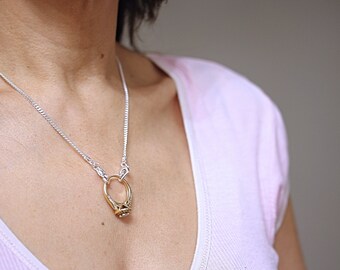 Sterling Silver Small Heart Ring Holder, ring holder Necklace, Silver Heart Ring Holder for Thin rings. Original design