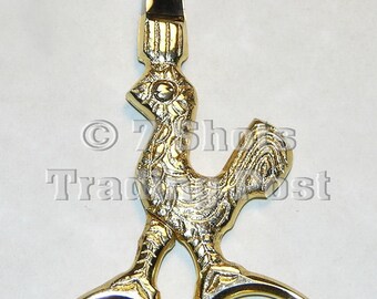 Gold Plated Rooster Scissors / Sewing, Crafts, Scrapbooking