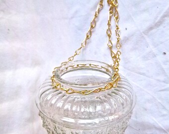 Vintage Repurpose Glass Acorn Globe Chained Planter Vintage Redesign Hanging Acorn Vase Candle Globe Indoor Outdoor Decor Home and Living