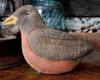 Primitive Spring American Robin Bird Digital PDF Pattern