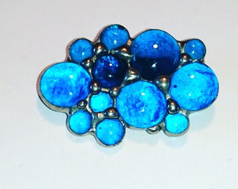 Bubbles fused stained glass brooch