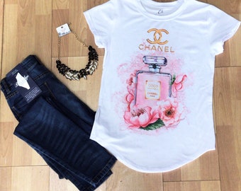 perfume channel flowers Paris woman t-shirt Statement Tee,Graphic Tee, Statement T-shirt,Graphic Tshirt